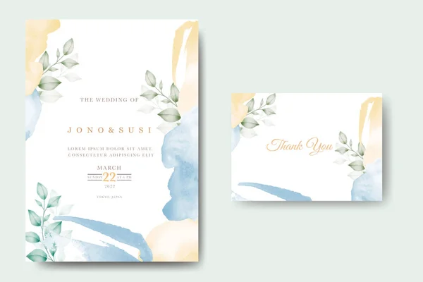 Hand painted watercolor Leaves wedding invitation card 