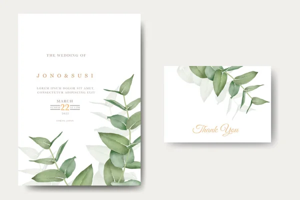 Watercolor eucalyptus wedding invitation card 