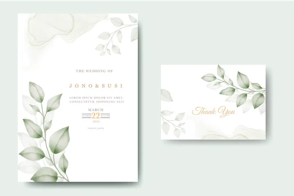 Watercolor eucalyptus wedding invitation card 