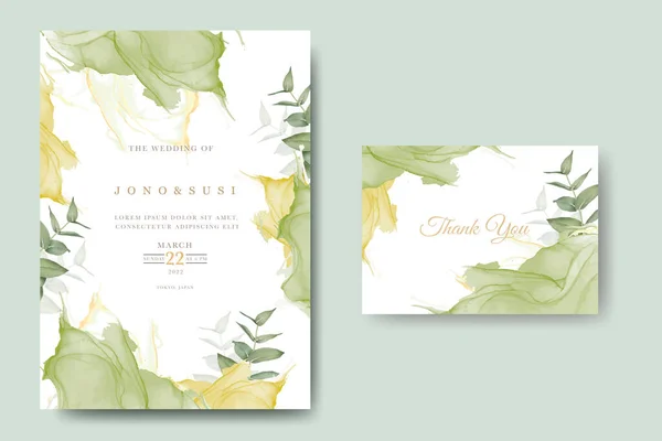 Hand Painted Watercolor Wedding Invitation Card Eucalyptus — Stockvektor