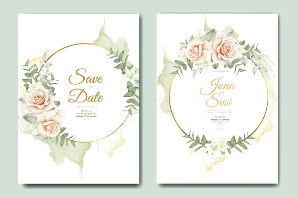 Beautiful hand drawn flower wedding invitation card set 