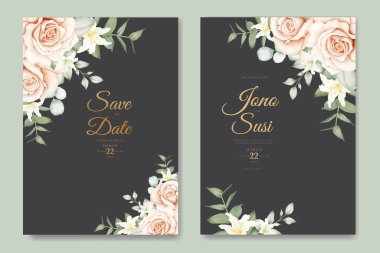 Save the Date Flower Roses Watercolor 