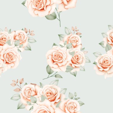 Watercolor Floral Roses Seamless Pattern 