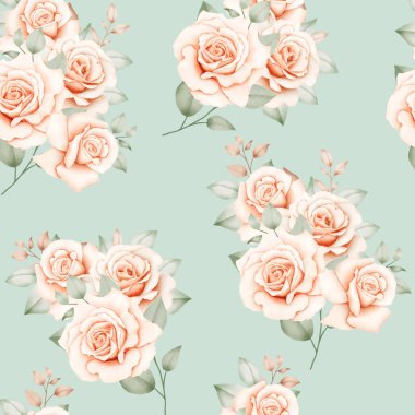 Watercolor Floral Roses Seamless Pattern 