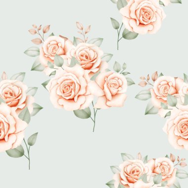 Watercolor Floral Roses Seamless Pattern 