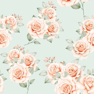 Watercolor Floral Roses Seamless Pattern 