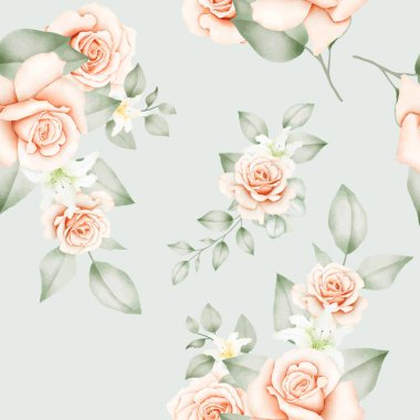 Watercolor Floral Roses Seamless Pattern 