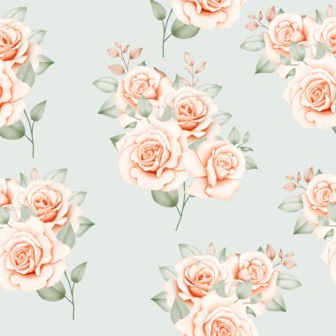 Watercolor Floral Roses Seamless Pattern 