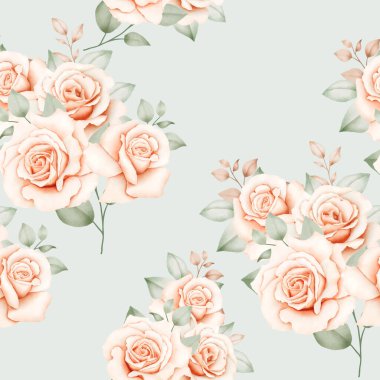 Watercolor Floral Roses Seamless Pattern 