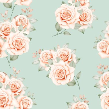 Watercolor Floral Roses Seamless Pattern 