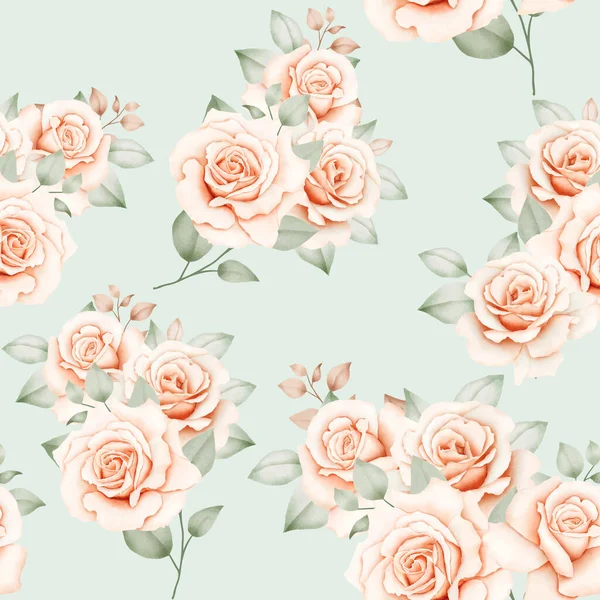 Watercolor Floral Roses Seamless Pattern 