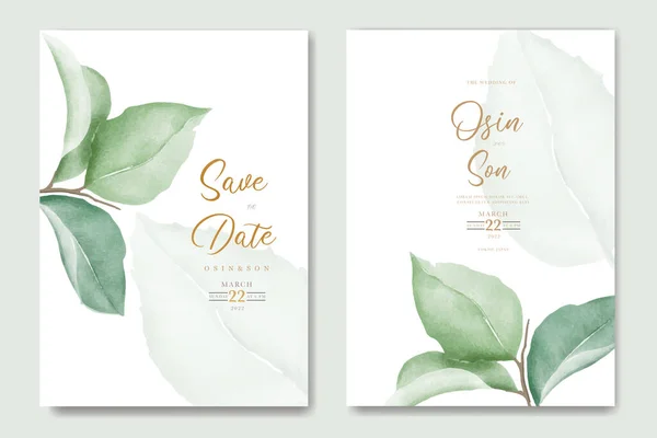 Modelo Cartão Convite Casamento Floral Aquarela — Vetor de Stock
