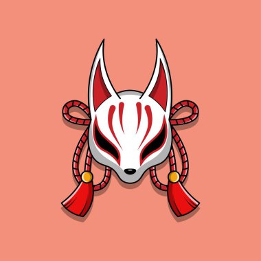 Japon kitsune maskesi, Vektör illüstrasyon bölüm 10.