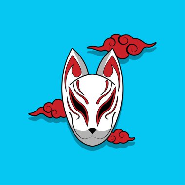 Japon kitsune maskesi, Vektör illüstrasyon bölüm 10.