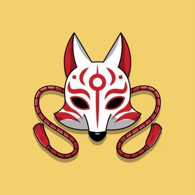 Japon kitsune maskesi, Vektör illüstrasyon bölüm 10.