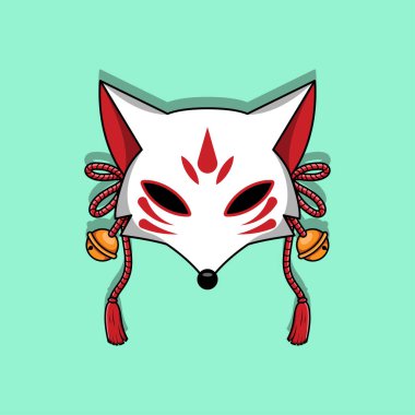 Japon kitsune maskesi, Vektör illüstrasyon bölüm 10.