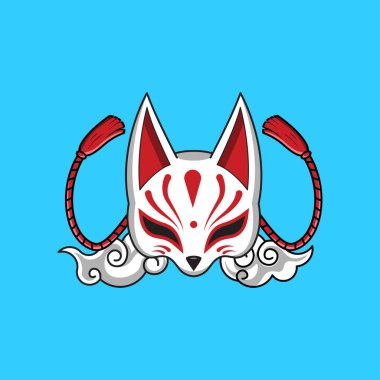 Japon kitsune maskesi, Vektör illüstrasyon bölüm 10.