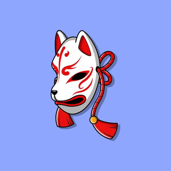 Japanese Kitsune Mask Vector Illustration Eps — 스톡 벡터