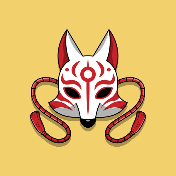 Mascara Kitsune Japonesa Ilustración Vectorial Eps — Archivo Imágenes Vectoriales