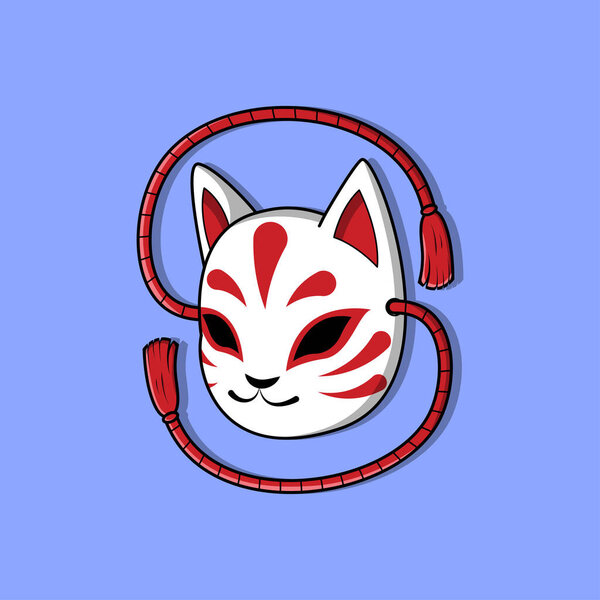 Japanese kitsune mask, Vector illustration eps.10 — Stock Illustration Japanese Kitsune Mask Vector Illustration Eps — Stock Vector
