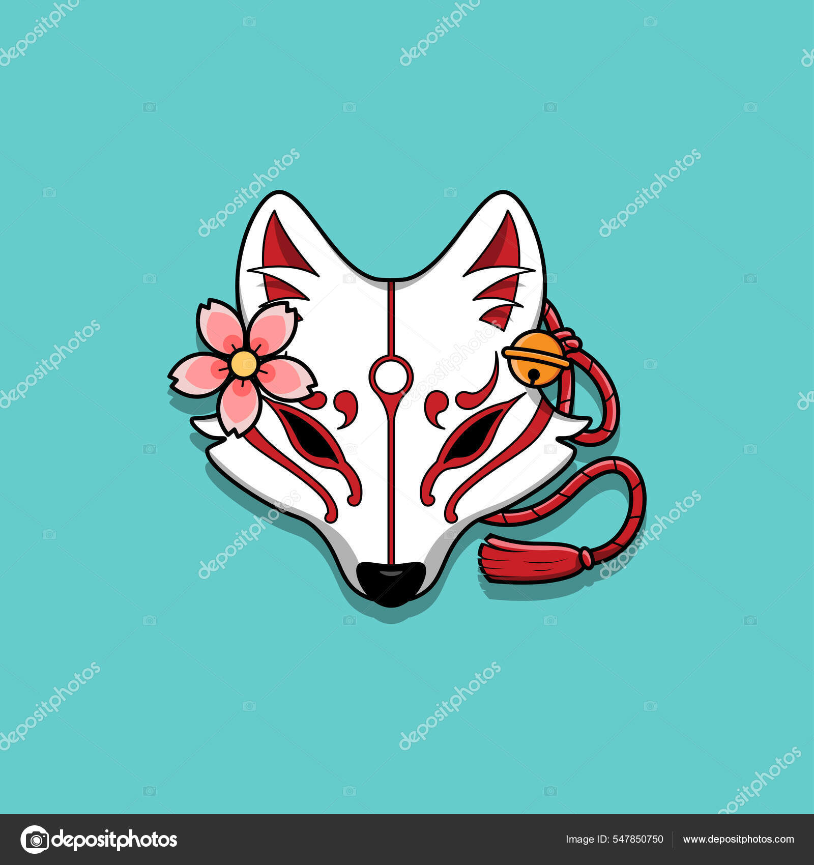 Mascara Kitsune Japonesa Ilustración Vectorial Eps vector, gráfico