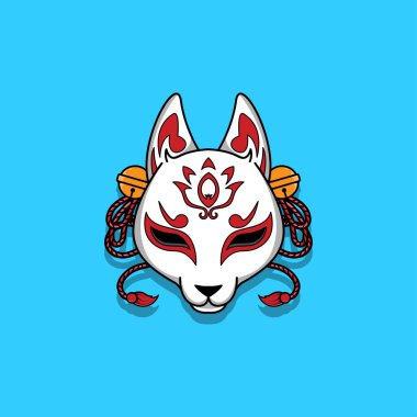 Japon kitsune maskesi, Vektör illüstrasyon bölüm 10.