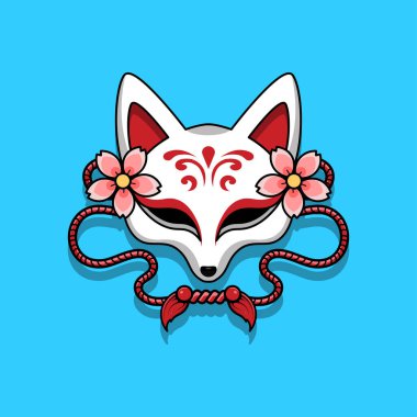 Japon kitsune maskesi, Vektör illüstrasyon bölüm 10.