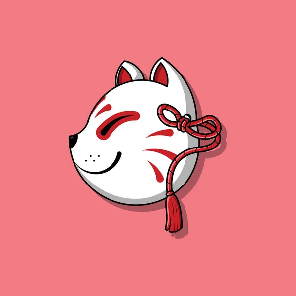 Maschera Kitsune Giapponese Illustrazione Vettoriale Eps — Vettoriale Stock