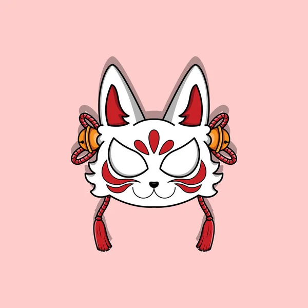 Maschera Kitsune Giapponese Illustrazione Vettoriale Eps — Vettoriale Stock