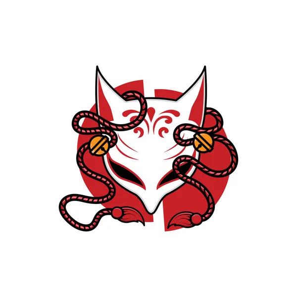 Japanese Kitsune Mask Vector Illustration Eps — 스톡 벡터