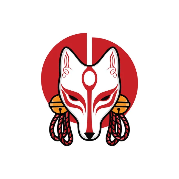 Japanese Kitsune Mask Vector Illustration Eps — 스톡 벡터