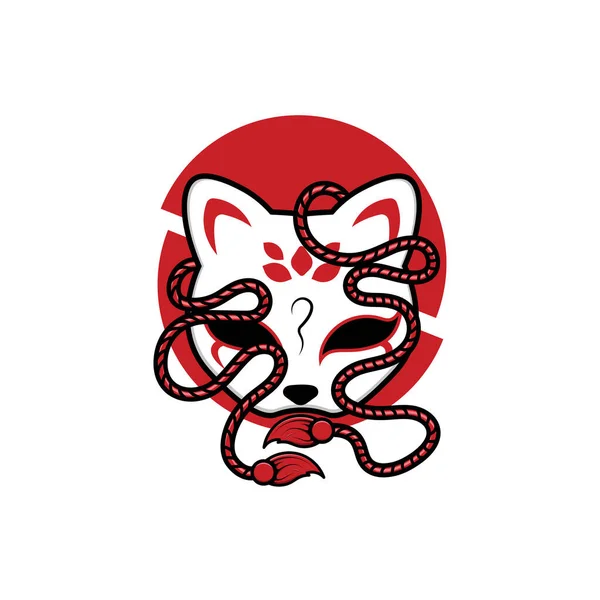 Mascara Kitsune Japonesa Ilustración Vectorial Eps — Vector de stock