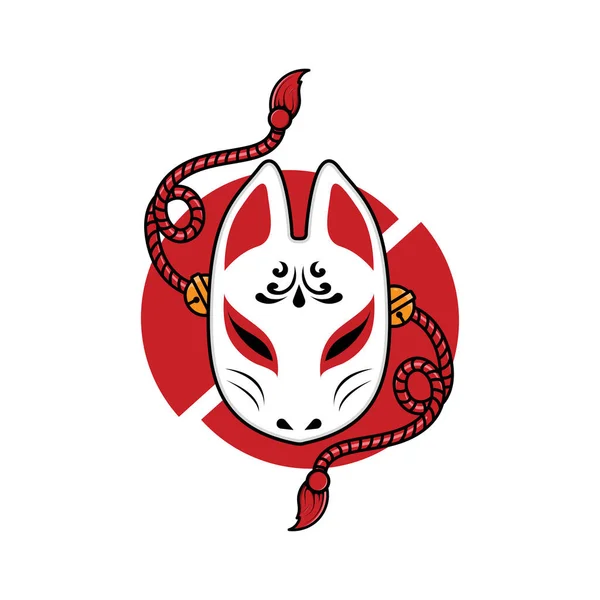 Japanese Kitsune Mask Vector Illustration Eps — Stock Vector