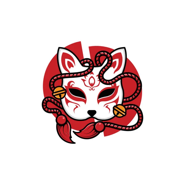 Japanische Kitsune Maske Vector Illustration Eps — Stockvektor
