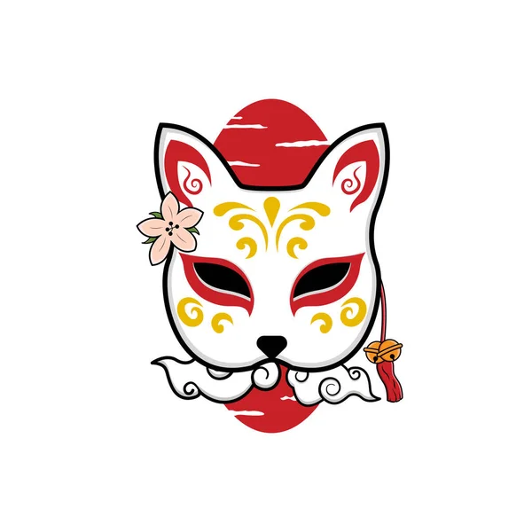 Máscara Japonesa Kitsune Ilustração Vetorial Eps — Vetor de Stock