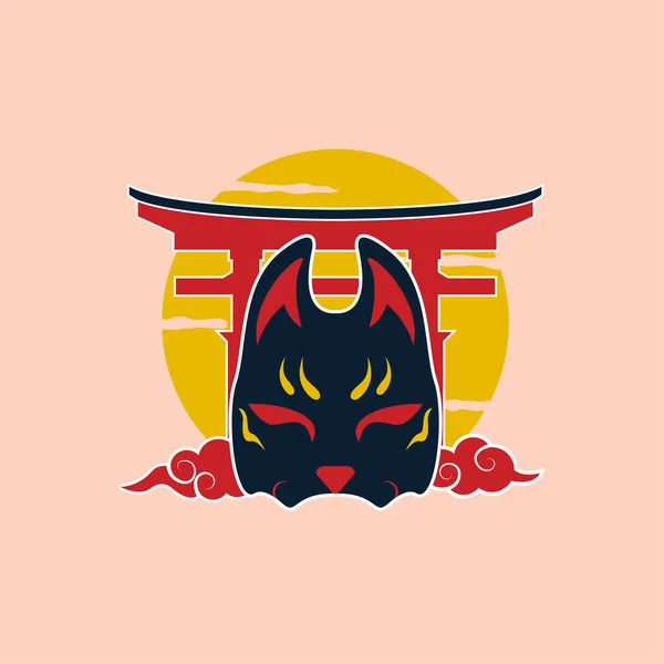 Japanische Kitsune Maske Vector Illustration Eps — Stockvektor