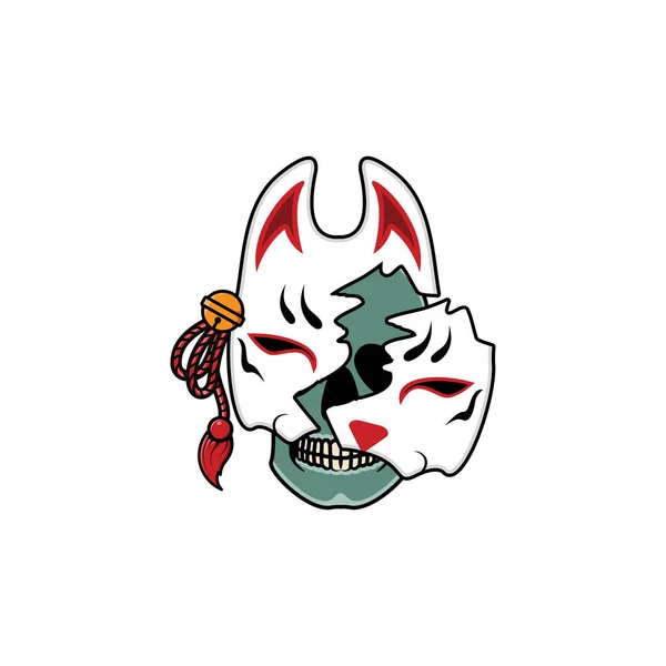 Máscara Japonesa Kitsune Ilustração Vetorial Eps — Vetor de Stock