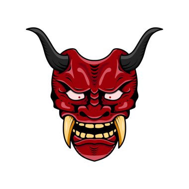 Oni Japon şeytan maskesi, Vektör illüstrasyon bölüm 10.