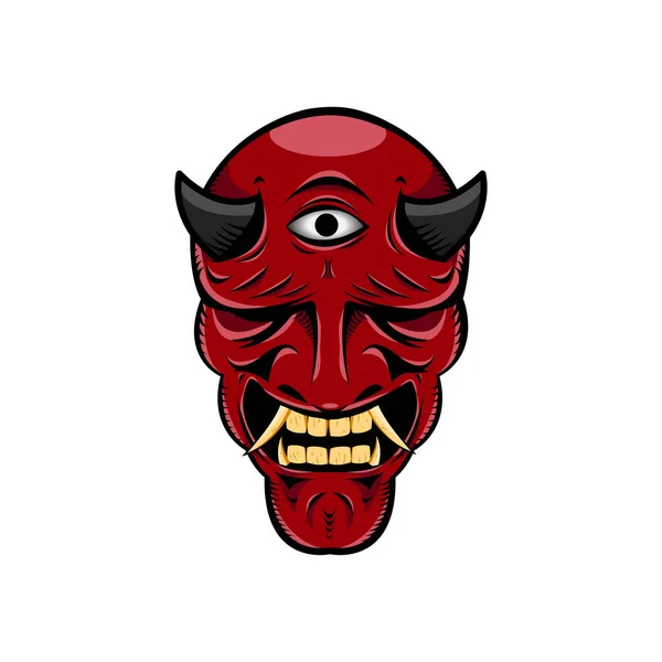 Oni Japanese Devil Mask Vector Illustration Eps — Stock Vector