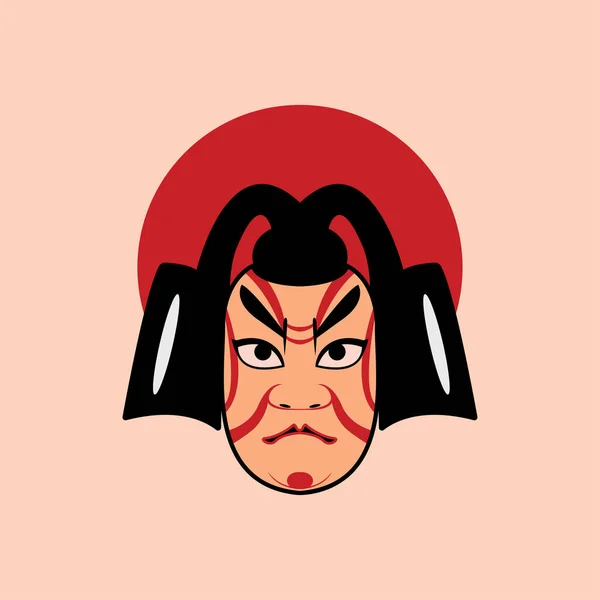 Japanisches Kabuki Gesicht Vector Illustration Eps — Stockvektor