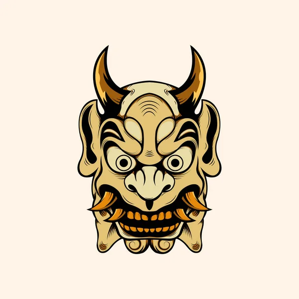 Oni Japanese Devil Mask Vector Illustration Eps — 스톡 벡터