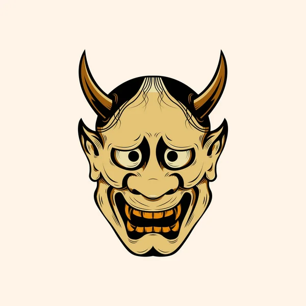 Oni Japonská Ďábelská Maska Vektorové Ilustrace Eps — Stockový vektor