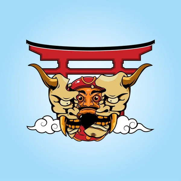 Daruma Und Oni Maskenvektorillustration — Stockvektor