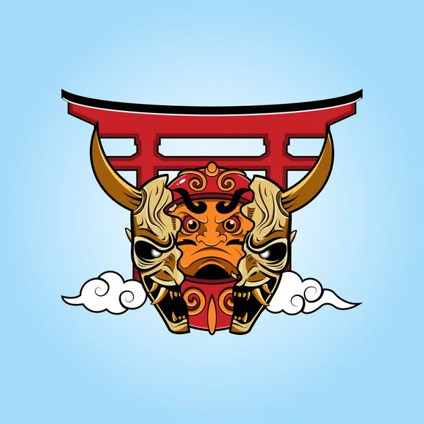 Daruma Und Oni Maskenvektorillustration — Stockvektor