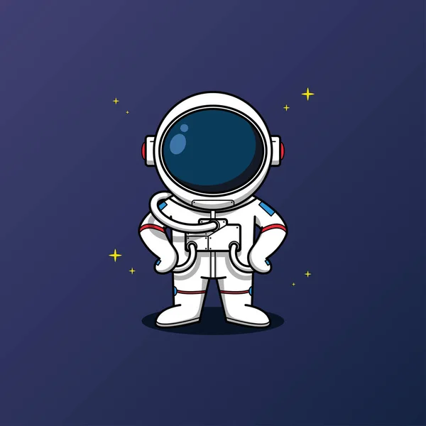 Mascotte Personnage Astronaute Mignon Illustration — Image vectorielle