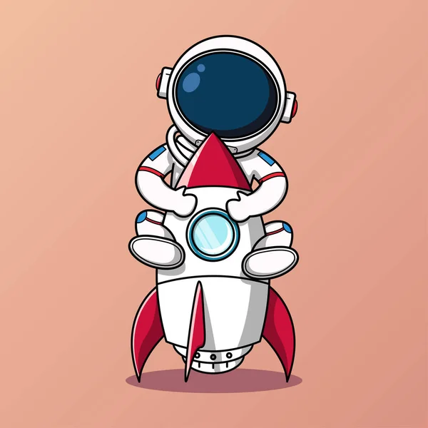 Cute Astronaut Soaking Coffee Cup Illustration — Stock Vector