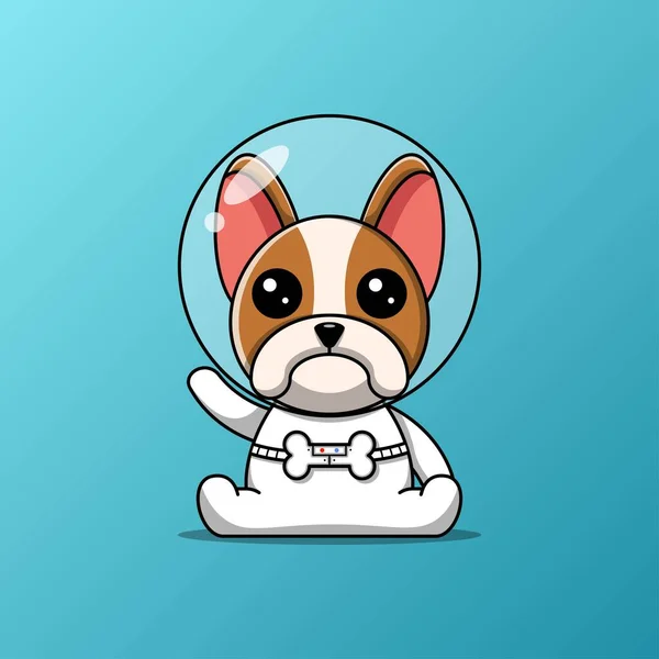 Cute Boston Terrier Dog Astronaut Vector Illustration Eps — Stock Vector