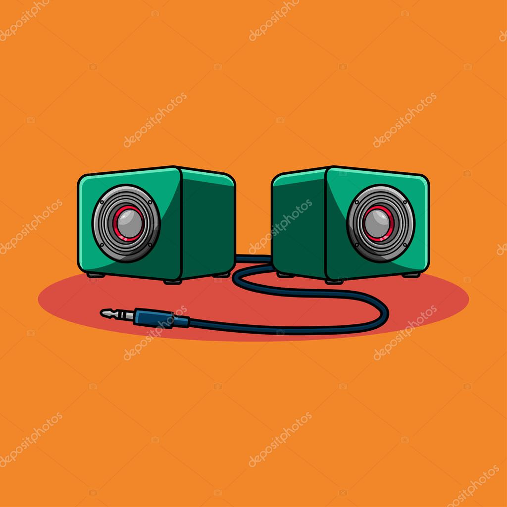 Stereo music speakers design illustration