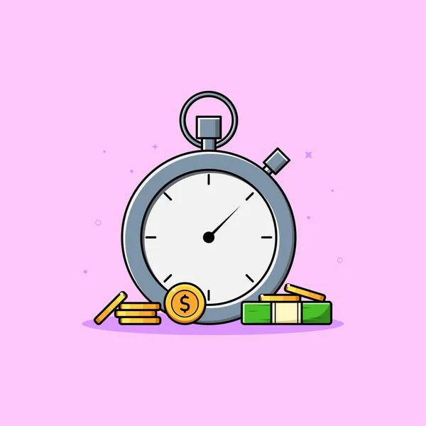 Stopwatch Time Money Illustration — Stock Vector