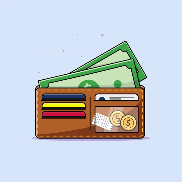 Πορτοφόλι Και Στοίβα Από Εικονογράφηση Χρημάτων — Διανυσματικό Αρχείο